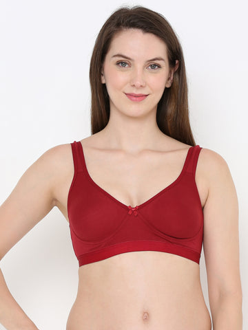 Berry's Intimatess Comfort Plus Full Coverage Maroon Slip-On Bra – Wire-Free & Non-Padded