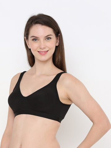 Berry's Intimatess Comfort Plus Full Coverage Black Slip-On Bra – Wire-Free & Non-Padded