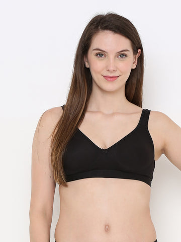 Berry's Intimatess Comfort Plus Full Coverage Black Slip-On Bra – Wire-Free & Non-Padded