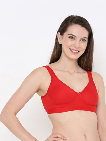 Berry's Intimatess Comfort Plus Full Coverage Red Slip-On Bra – Wire-Free & Non-Padded
