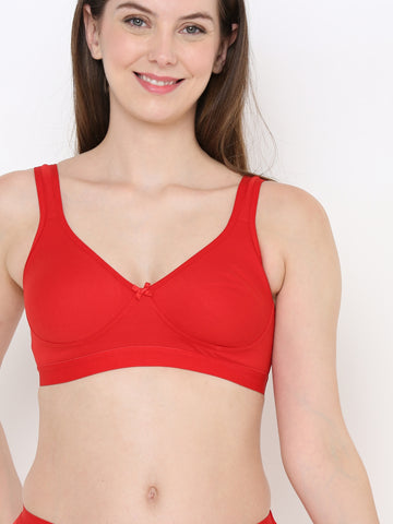 Berry's Intimatess Comfort Plus Full Coverage Red Slip-On Bra – Wire-Free & Non-Padded