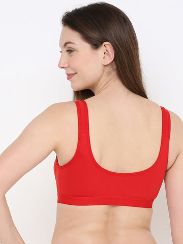 Berry's Intimatess Comfort Plus Full Coverage Red Slip-On Bra – Wire-Free & Non-Padded