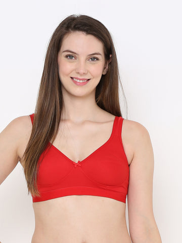 Berry's Intimatess Comfort Plus Full Coverage Red Slip-On Bra – Wire-Free & Non-Padded
