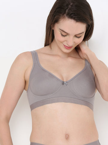 Berry's Intimatess Comfort Plus Full Coverage Grey Slip-On Bra – Wire-Free & Non-Padded
