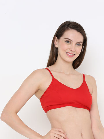 Berry's Intimatess Comfort Bliss Red Slip-On Bra: Non-Wired & Non-Padded Medium Coverage Bra