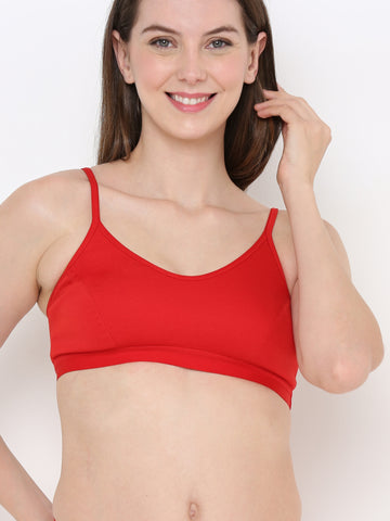 Berry's Intimatess Comfort Bliss Red Slip-On Bra: Non-Wired & Non-Padded Medium Coverage Bra