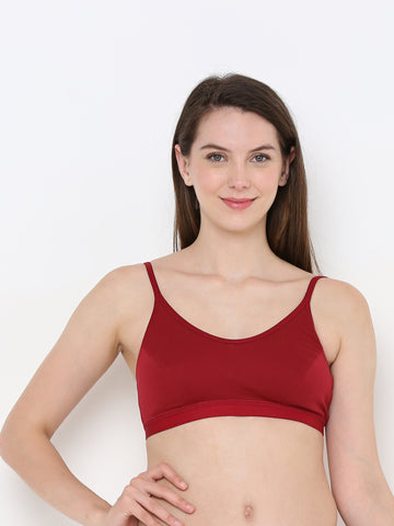 Berry's Intimatess Comfort Bliss Maroon Slip-On Bra: Non-Wired & Non-Padded Medium Coverage Bra