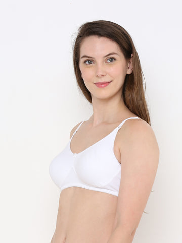 Berry's Intimatess White Full Support Cotton Bra for Women Non-Padded, Non-Wired & Full Coverage with Seamless Cup