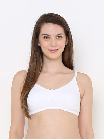 Berry's Intimatess White Full Support Cotton Bra for Women Non-Padded, Non-Wired & Full Coverage with Seamless Cup