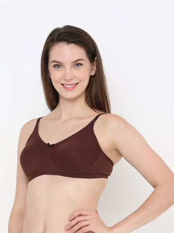 Berry's Intimatess Brown Full Support Cotton Bra for Women Non-Padded, Non-Wired & Full Coverage with Seamless Cup