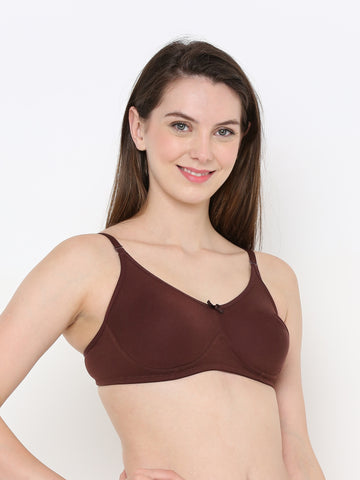 Berry's Intimatess Brown Full Support Cotton Bra for Women Non-Padded, Non-Wired & Full Coverage with Seamless Cup