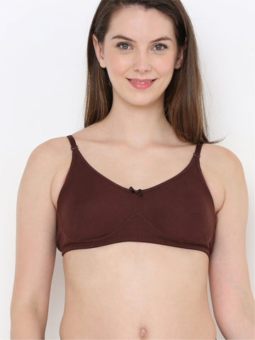 Berry's Intimatess Brown Full Support Cotton Bra for Women Non-Padded, Non-Wired & Full Coverage with Seamless Cup