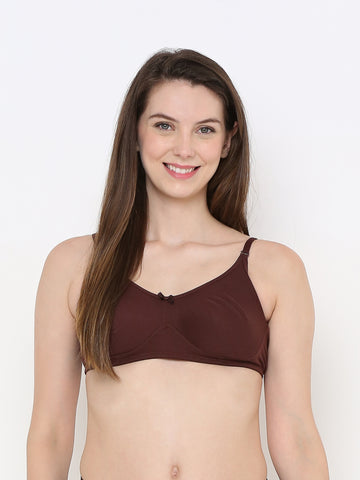Berry's Intimatess Brown Full Support Cotton Bra for Women Non-Padded, Non-Wired & Full Coverage with Seamless Cup