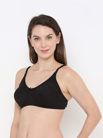 Berry's Intimatess Black Full Support Cotton Bra for Women Non-Padded, Non-Wired & Full Coverage with Seamless Cup
