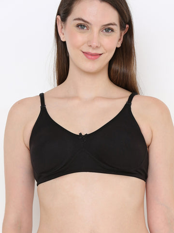 Berry's Intimatess Black Full Support Cotton Bra for Women Non-Padded, Non-Wired & Full Coverage with Seamless Cup