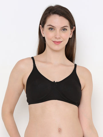 Berry's Intimatess Black Full Support Cotton Bra for Women Non-Padded, Non-Wired & Full Coverage with Seamless Cup