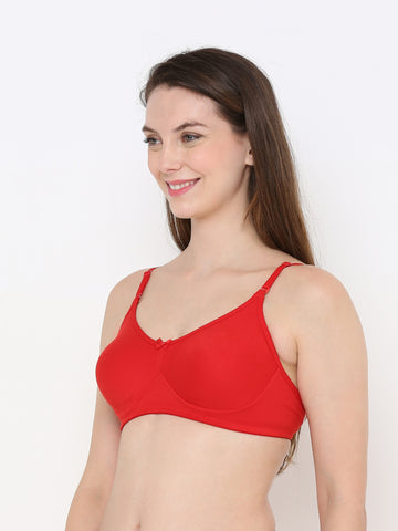 Berry's Intimatess Red Full Support Cotton Bra for Women Non-Padded, Non-Wired & Full Coverage with Seamless Cup