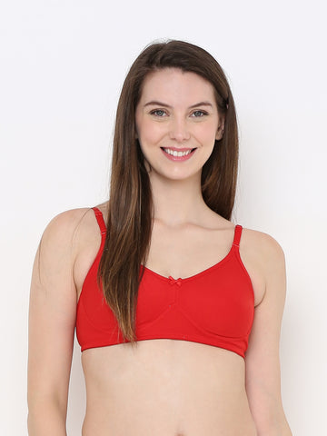 Berry's Intimatess Red Full Support Cotton Bra for Women Non-Padded, Non-Wired & Full Coverage with Seamless Cup