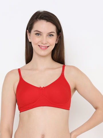 Berry's Intimatess Red Full Support Cotton Bra for Women Non-Padded, Non-Wired & Full Coverage with Seamless Cup