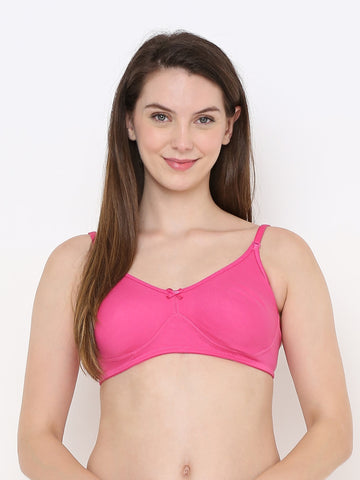 Berry's Intimatess Pink Full Support Cotton Bra for Women Non-Padded, Non-Wired & Full Coverage with Seamless Cup