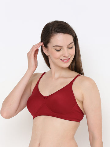Berry's Intimatess Maroon Full Support Cotton Bra for Women Non-Padded, Non-Wired & Full Coverage with Seamless Cup