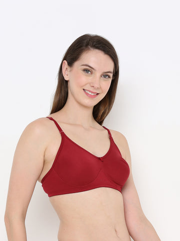Berry's Intimatess Maroon Full Support Cotton Bra for Women Non-Padded, Non-Wired & Full Coverage with Seamless Cup