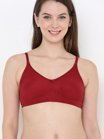 Berry's Intimatess Maroon Full Support Cotton Bra for Women Non-Padded, Non-Wired & Full Coverage with Seamless Cup