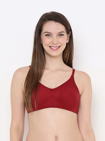 Berry's Intimatess Maroon Full Support Cotton Bra for Women Non-Padded, Non-Wired & Full Coverage with Seamless Cup