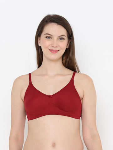 Berry's Intimatess Maroon Full Support Cotton Bra for Women Non-Padded, Non-Wired & Full Coverage with Seamless Cup