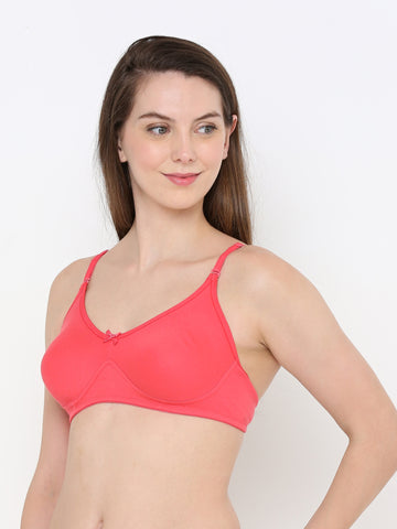 Berry's Intimatess Tomato Red Full Support Cotton Bra for Women Non-Padded, Non-Wired & Full Coverage with Seamless Cup