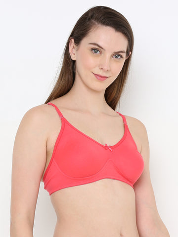 Berry's Intimatess Tomato Red Full Support Cotton Bra for Women Non-Padded, Non-Wired & Full Coverage with Seamless Cup