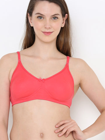Berry's Intimatess Tomato Red Full Support Cotton Bra for Women Non-Padded, Non-Wired & Full Coverage with Seamless Cup