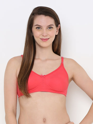 Berry's Intimatess Tomato Red Full Support Cotton Bra for Women Non-Padded, Non-Wired & Full Coverage with Seamless Cup