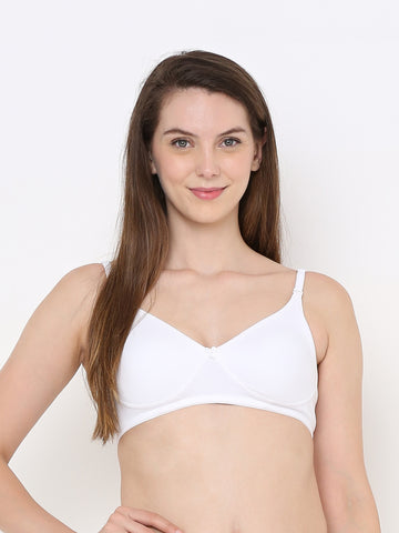Berry's Intimatess White Cotton Bra for Women Non-Padded, Non-Wired T Shirt Bra with Seamless Cup