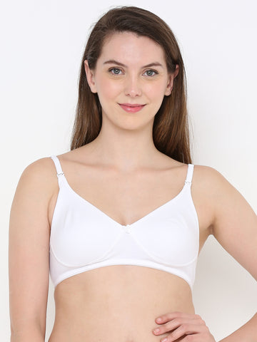 Berry's Intimatess White Cotton Bra for Women Non-Padded, Non-Wired T Shirt Bra with Seamless Cup