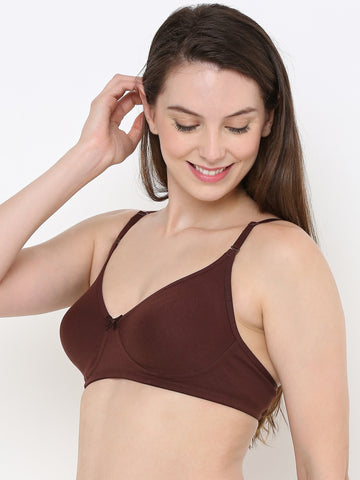 Berry's Intimatess Brown Cotton Bra for Women Non-Padded, Non-Wired T Shirt Bra with Seamless Cup