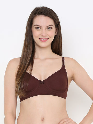Berry's Intimatess Brown Cotton Bra for Women Non-Padded, Non-Wired T Shirt Bra with Seamless Cup