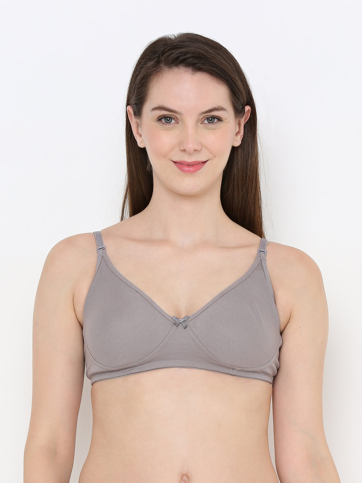 Berry's Intimatess Grey Cotton Bra for Women Non-Padded, Non-Wired T Shirt Bra with Seamless Cup
