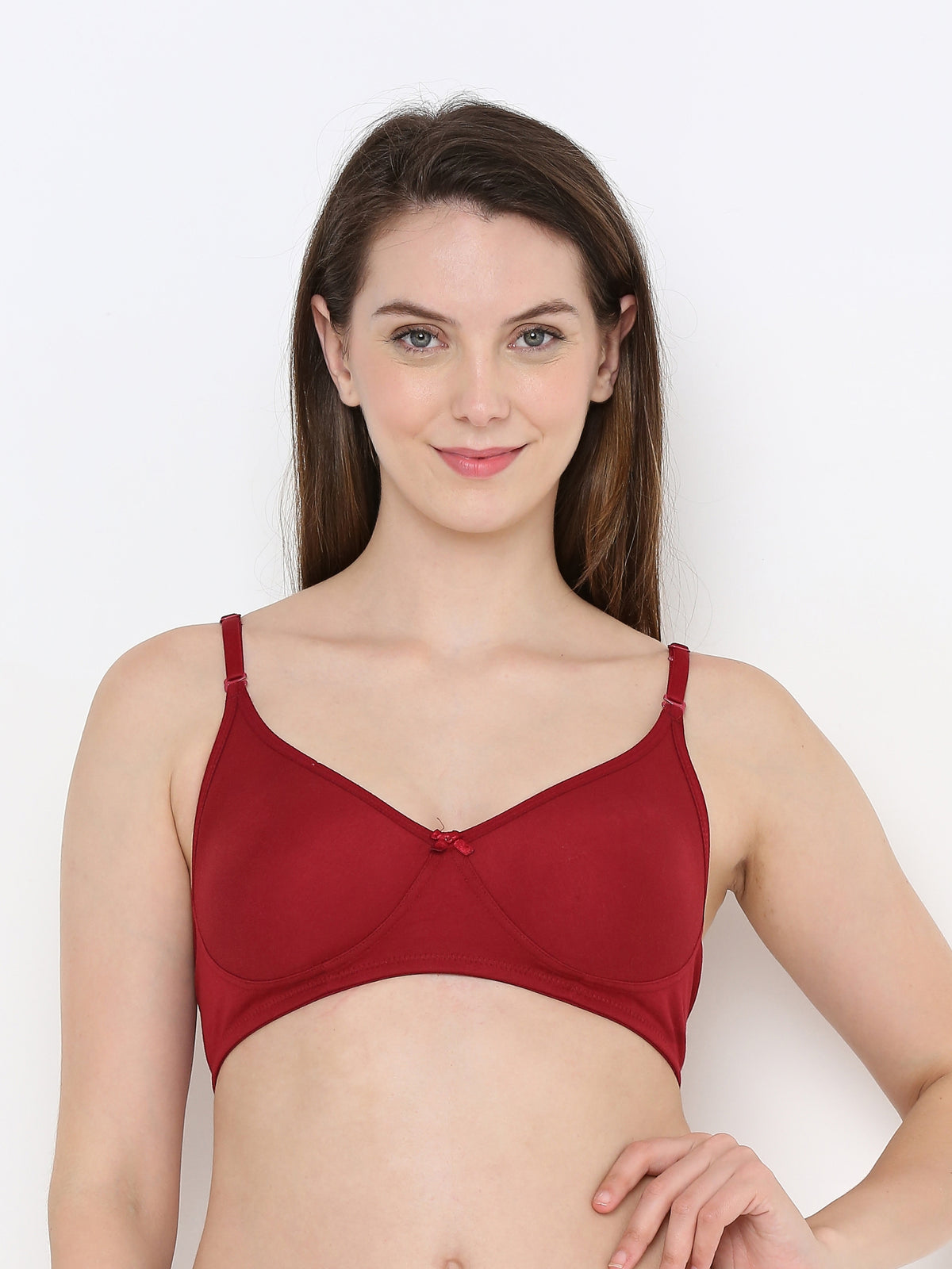 Berry's Intimatess Maroon Cotton Bra for Women Non-Padded, Non-Wired T Shirt Bra with Seamless Cup