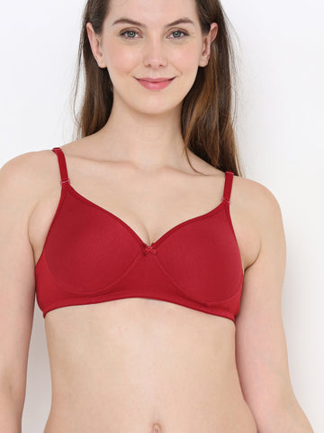 Berry's Intimatess Maroon Everyday Comfort: Lightly Padded Wire-Free T-Shirt Bra