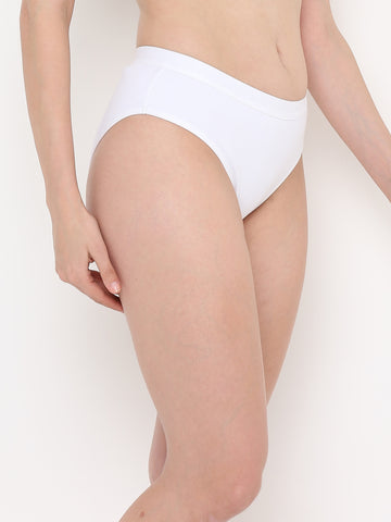 Berry's Intimatess White Women's Mid Rise Soft Cotton/Spandex Bikini Panty