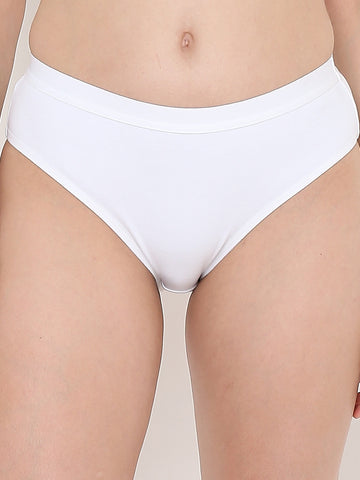 Berry's Intimatess White Women's Mid Rise Soft Cotton/Spandex Bikini Panty