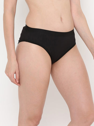 Berry's Intimatess Black Women's Mid Rise Soft Cotton/Spandex Bikini Panty