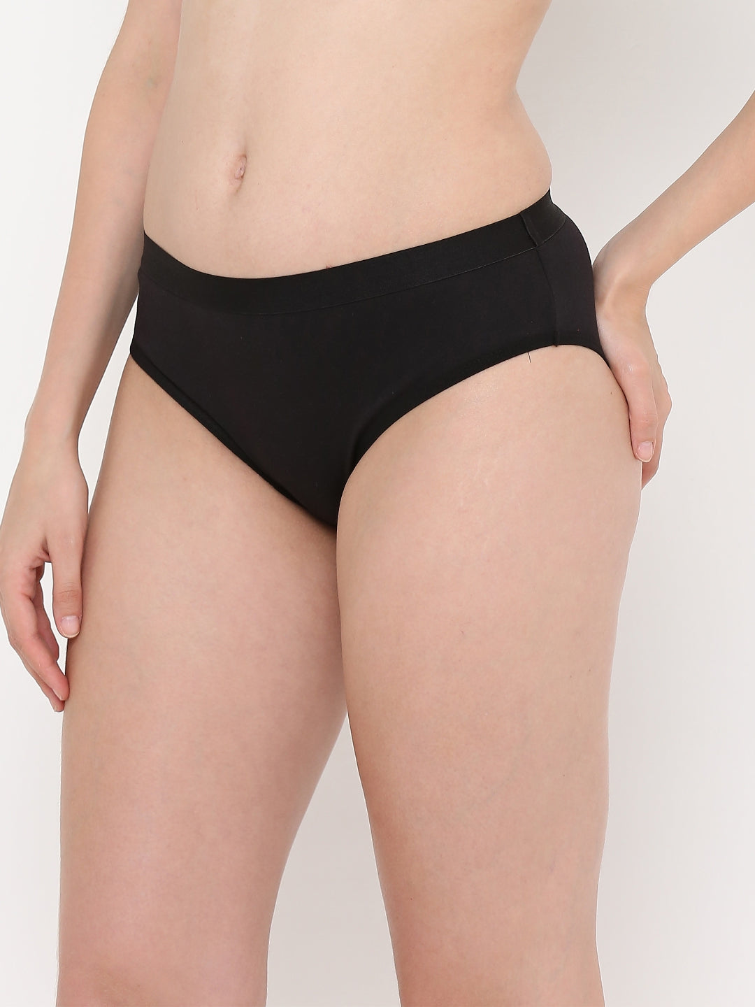 Berry's Intimatess Black Women's Mid Rise Soft Cotton/Spandex Bikini Panty