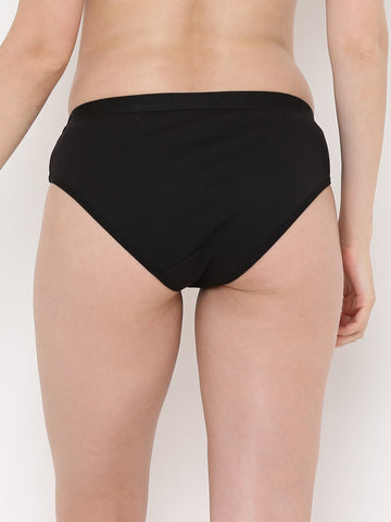 Berry's Intimatess Black Women's Mid Rise Soft Cotton/Spandex Bikini Panty