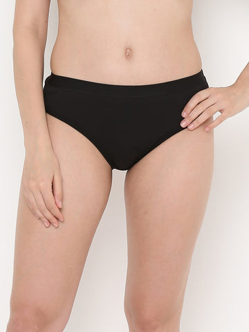 Berry's Intimatess Black Women's Mid Rise Soft Cotton/Spandex Bikini Panty