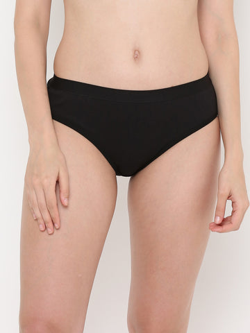 Berry's Intimatess Black Women's Mid Rise Soft Cotton/Spandex Bikini Panty