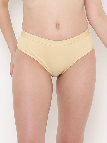 Berry's Intimatess Beige Women's Mid Rise Soft Cotton/Spandex Bikini Panty