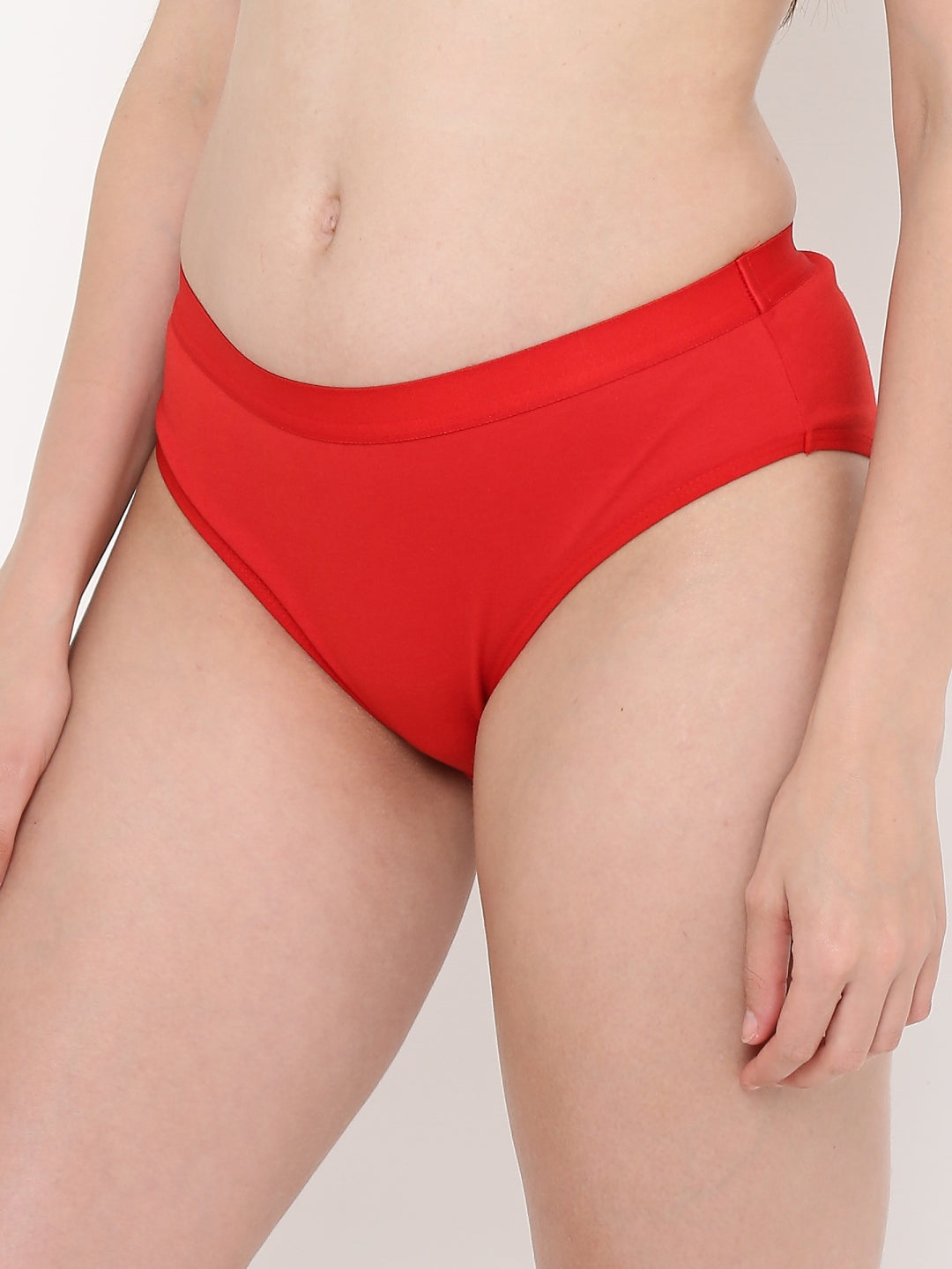 Berry's Intimatess Red Women's Mid Rise Soft Cotton/Spandex Bikini Panty