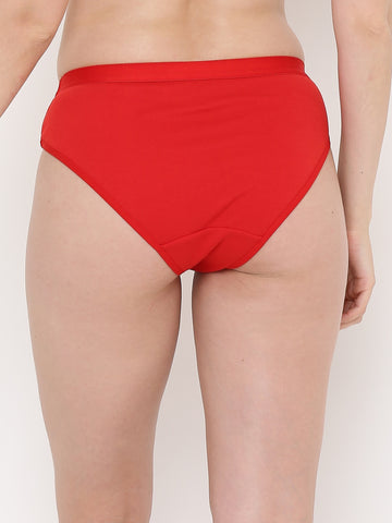 Berry's Intimatess Red Women's Mid Rise Soft Cotton/Spandex Bikini Panty